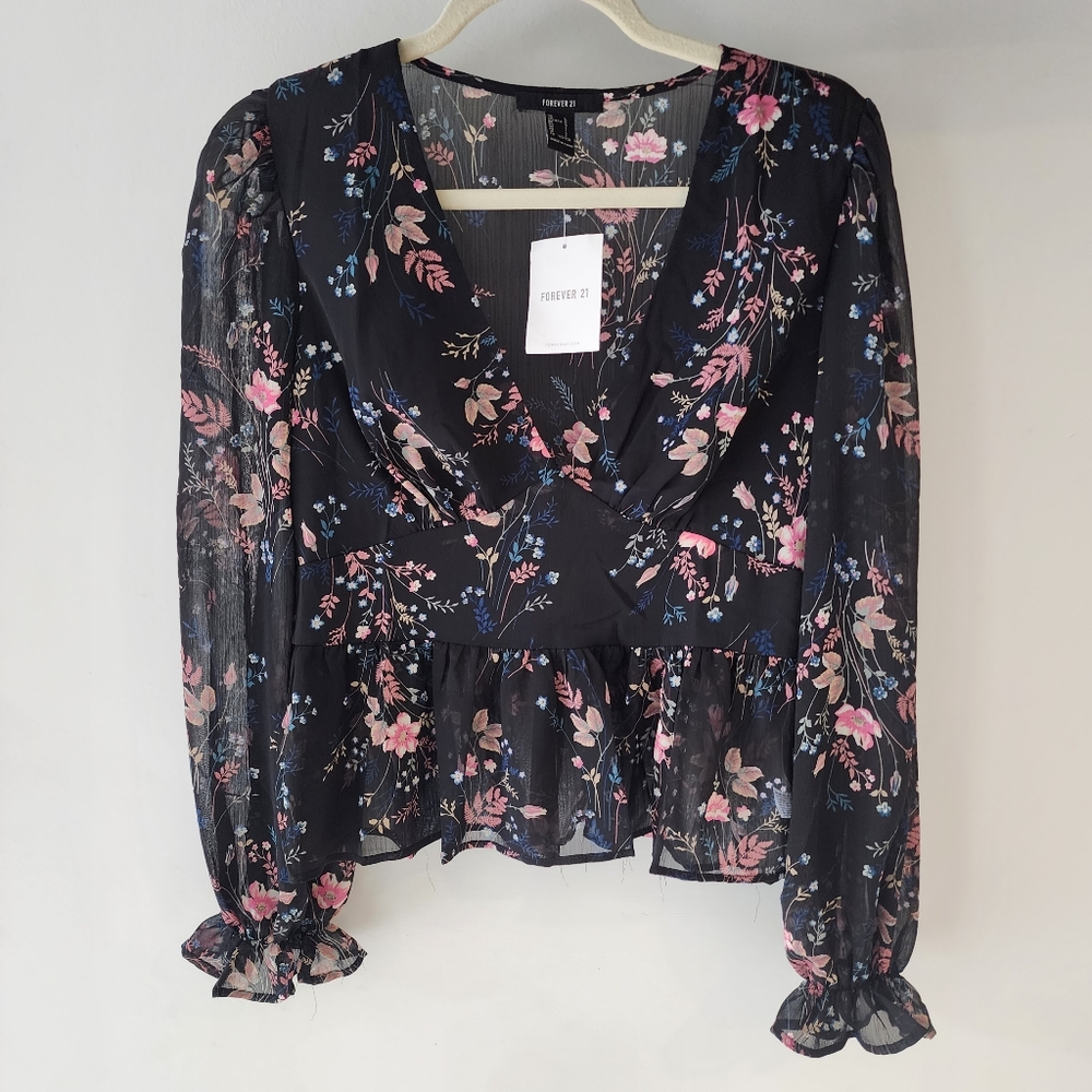 Floral Print  Top Blouse size L